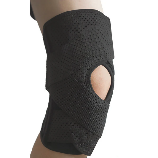 V-Shaped Dual Directional Strap Knee Support with Elastic Spring Support and Patella Pad