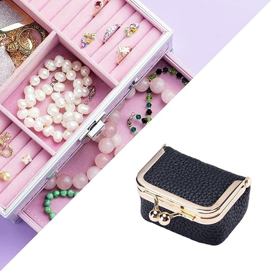 Mini genuine leather jewelry box, portable vintage style jewelry box