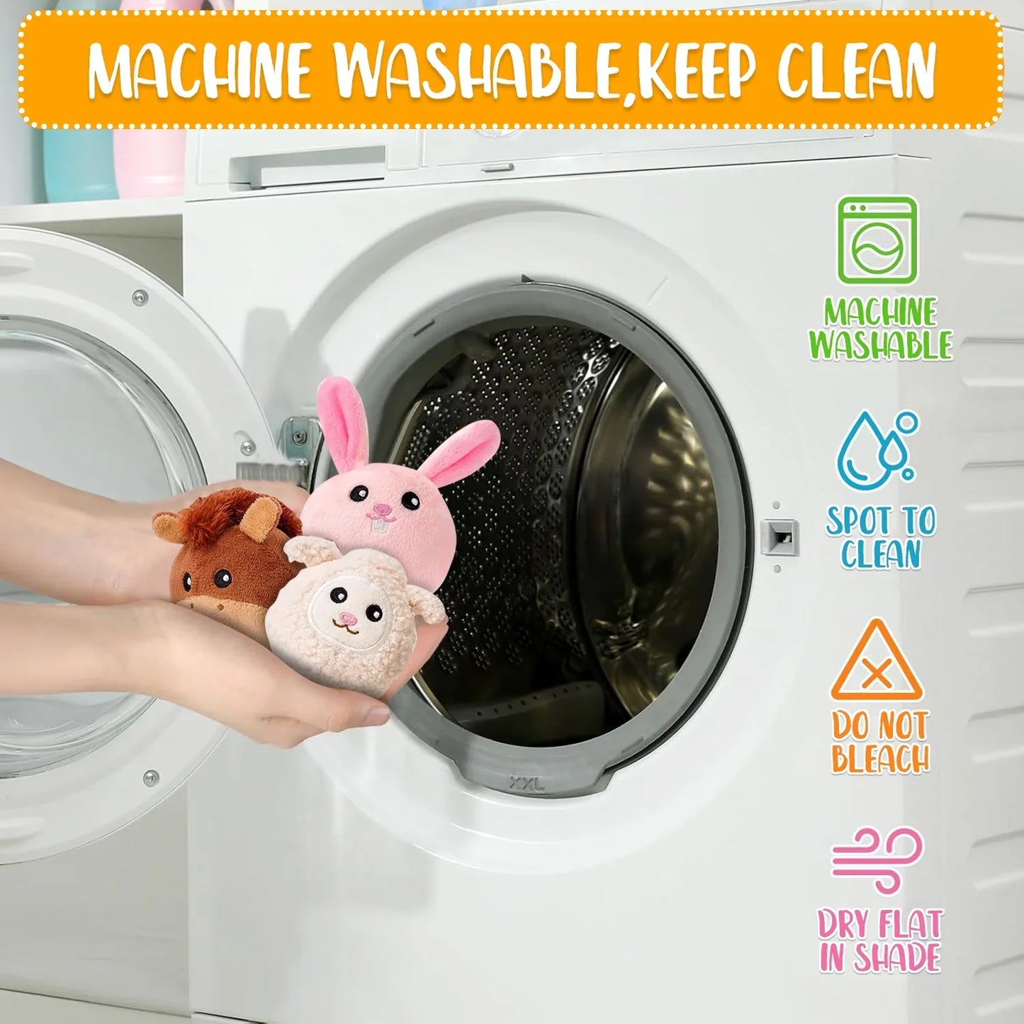 Baby Toy 6-12 Months - Surprise Barn Plush Farm Animals with Rattles, Crinkle Sounds, Mirror