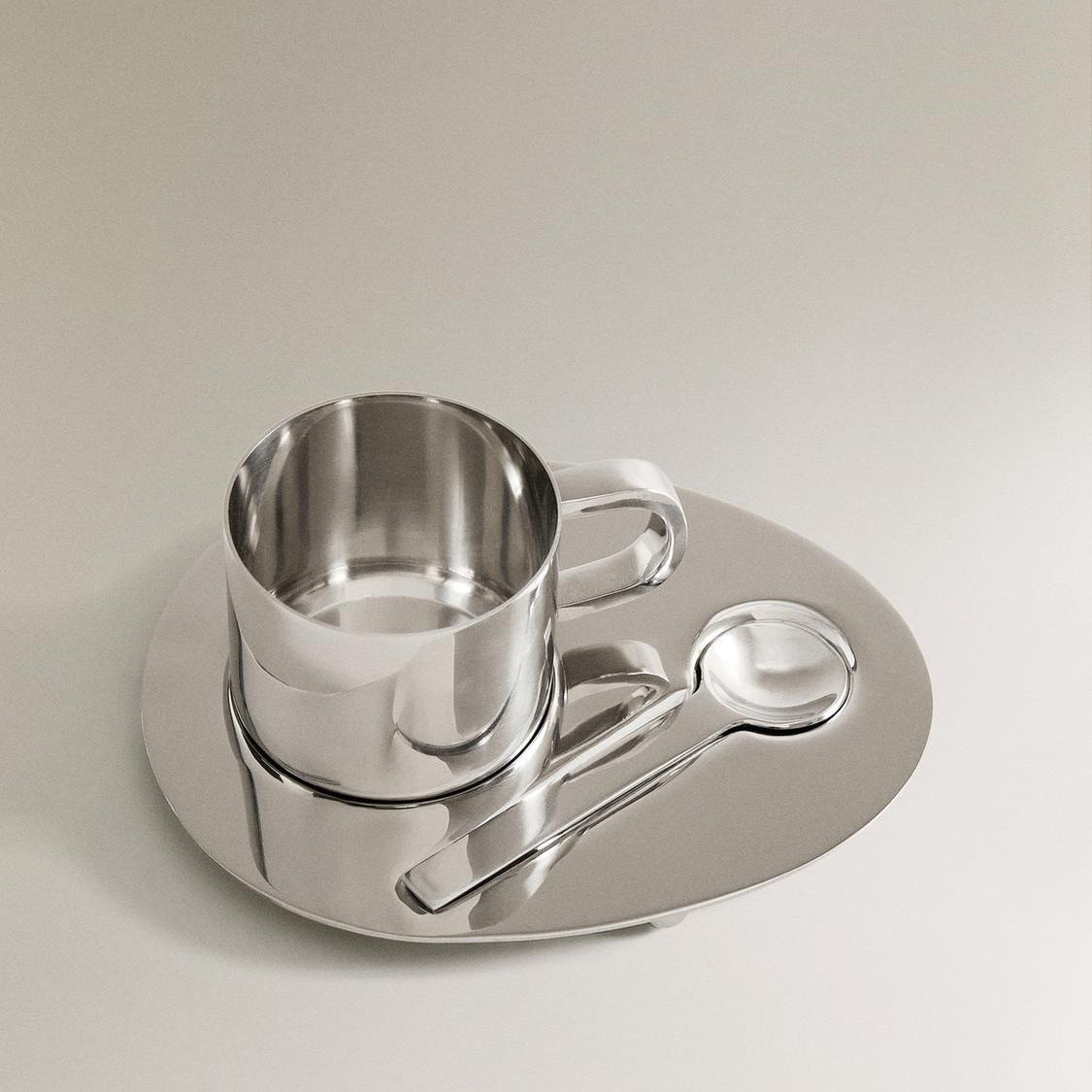Steel Mug, Spoon, and Tray Set – Durable Stainless Steel Mug with Spoon