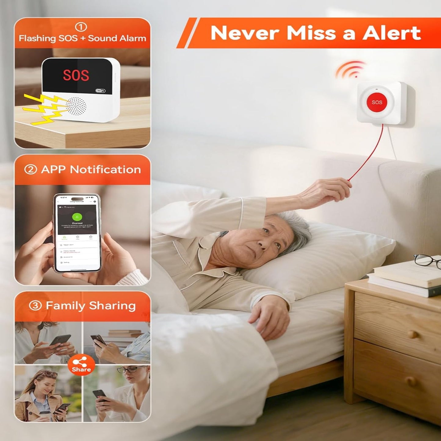 WiFi Caregiver Wireless Call Button System – Emergency Alert for Elderly Care