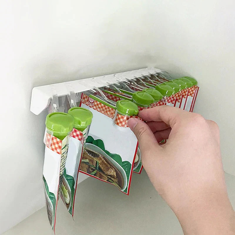 Wall-Mounted Spice Rack, Multi-Hole Seasoning Dispenser, Kitchen Space-Saving Herb Organizer